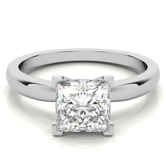 Dyota Jewelry - 2ct D Colorless Princess Cut Moissanite Ring V Prong Solitaire Size 6 Size 11